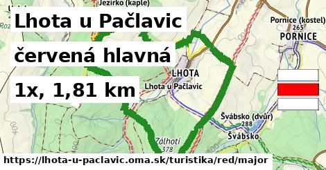 Lhota u Pačlavic Turistické trasy červená hlavná