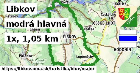 Libkov Turistické trasy modrá hlavná