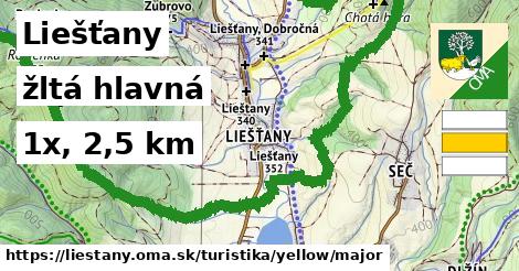 Liešťany Turistické trasy žltá hlavná