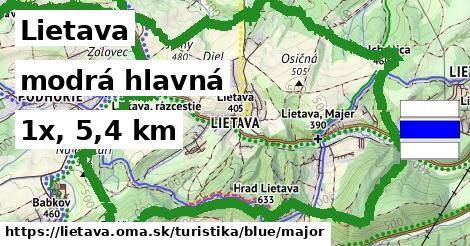 Lietava Turistické trasy modrá hlavná