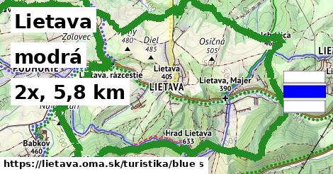 Lietava Turistické trasy modrá 