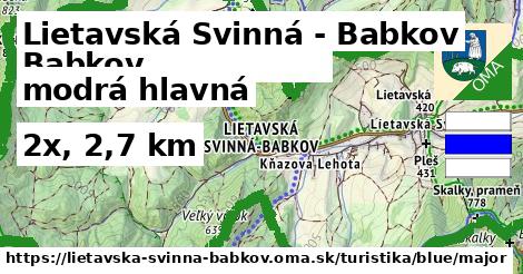 Lietavská Svinná - Babkov Turistické trasy modrá hlavná