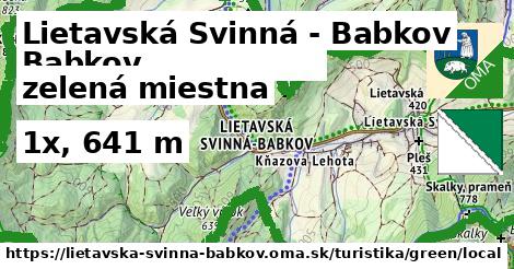 Lietavská Svinná - Babkov Turistické trasy zelená miestna