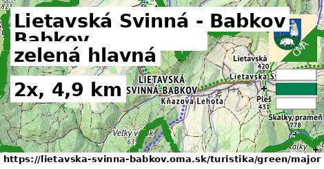 Lietavská Svinná - Babkov Turistické trasy zelená hlavná