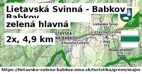 Lietavská Svinná - Babkov Turistické trasy zelená hlavná