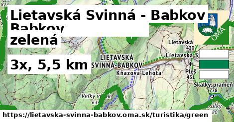 Lietavská Svinná - Babkov Turistické trasy zelená 