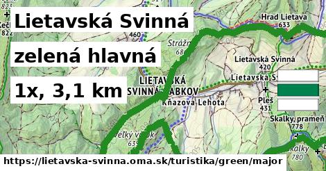 Lietavská Svinná Turistické trasy zelená hlavná