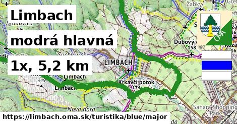Limbach Turistické trasy modrá hlavná