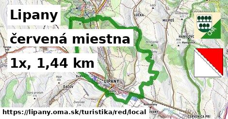 Lipany Turistické trasy červená miestna