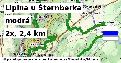 Lipina u Šternberka Turistické trasy modrá 