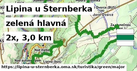 Lipina u Šternberka Turistické trasy zelená hlavná