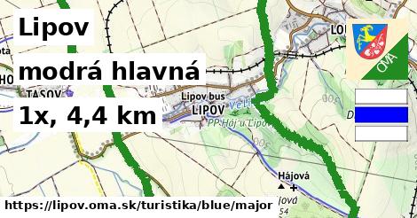 Lipov Turistické trasy modrá hlavná
