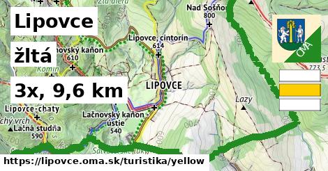 Lipovce Turistické trasy žltá 