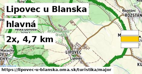 Lipovec u Blanska Turistické trasy hlavná 