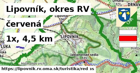 Lipovník, okres RV Turistické trasy červená 