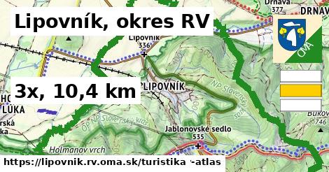 Lipovník, okres RV Turistické trasy  