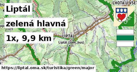 Liptál Turistické trasy zelená hlavná