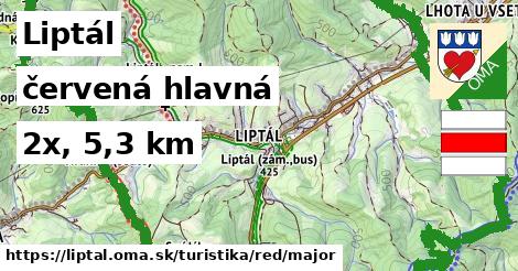 Liptál Turistické trasy červená hlavná