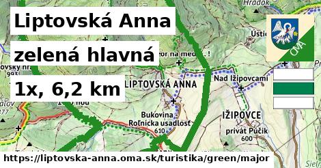 Liptovská Anna Turistické trasy zelená hlavná