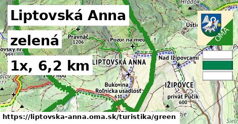 Liptovská Anna Turistické trasy zelená 