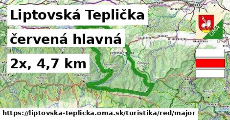 Liptovská Teplička Turistické trasy červená hlavná