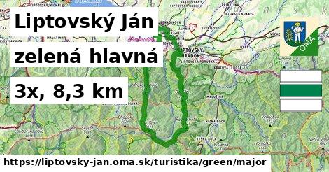 Liptovský Ján Turistické trasy zelená hlavná