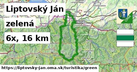 Liptovský Ján Turistické trasy zelená 