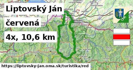 Liptovský Ján Turistické trasy červená 