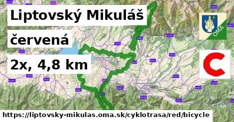 Liptovský Mikuláš Cyklotrasy červená bicycle