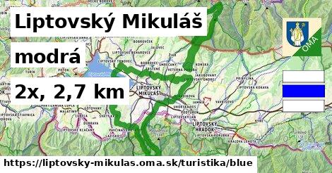 Liptovský Mikuláš Turistické trasy modrá 