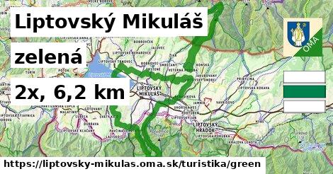 Liptovský Mikuláš Turistické trasy zelená 