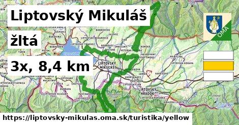 Liptovský Mikuláš Turistické trasy žltá 