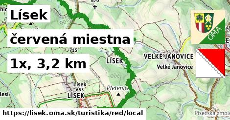 Lísek Turistické trasy červená miestna