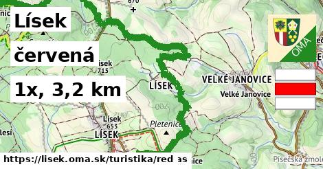 Lísek Turistické trasy červená 