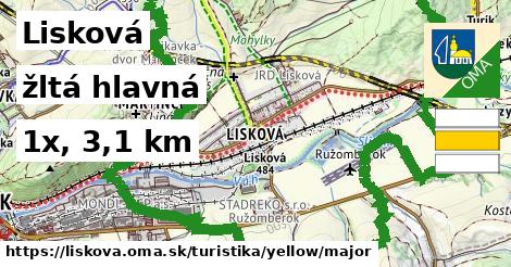 Lisková Turistické trasy žltá hlavná