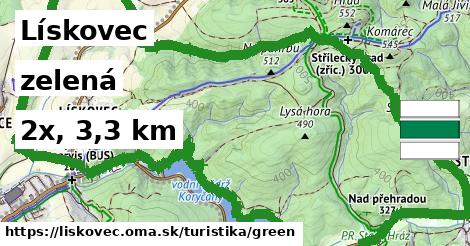 Lískovec Turistické trasy zelená 