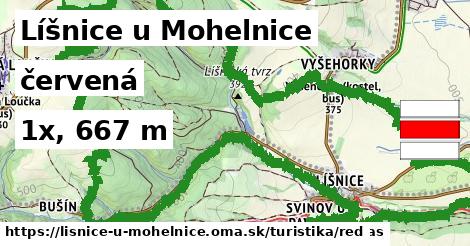 Líšnice u Mohelnice Turistické trasy červená 