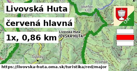 Livovská Huta Turistické trasy červená hlavná