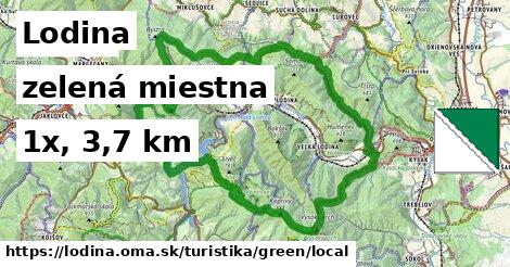 Lodina Turistické trasy zelená miestna