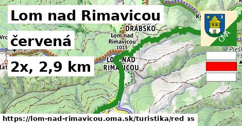 Lom nad Rimavicou Turistické trasy červená 