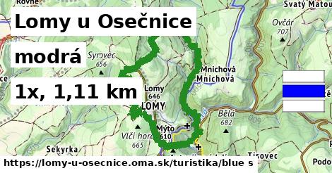 Lomy u Osečnice Turistické trasy modrá 