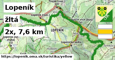 Lopeník Turistické trasy žltá 