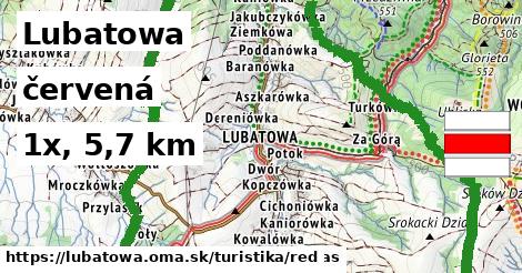 Lubatowa Turistické trasy červená 