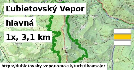Ľubietovský Vepor Turistické trasy hlavná 