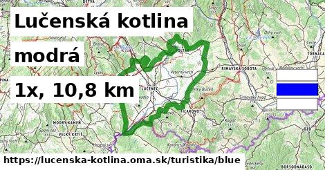 Lučenská kotlina Turistické trasy modrá 