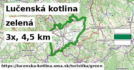 Lučenská kotlina Turistické trasy zelená 