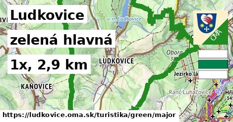 Ludkovice Turistické trasy zelená hlavná