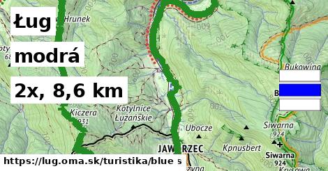 Ług Turistické trasy modrá 