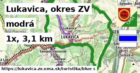 Lukavica, okres ZV Turistické trasy modrá 