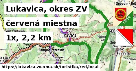 Lukavica, okres ZV Turistické trasy červená miestna